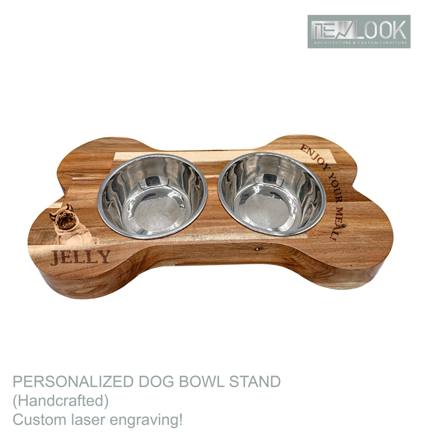 Personalized Dog Bowl Stand (Dog Bowl Included)
