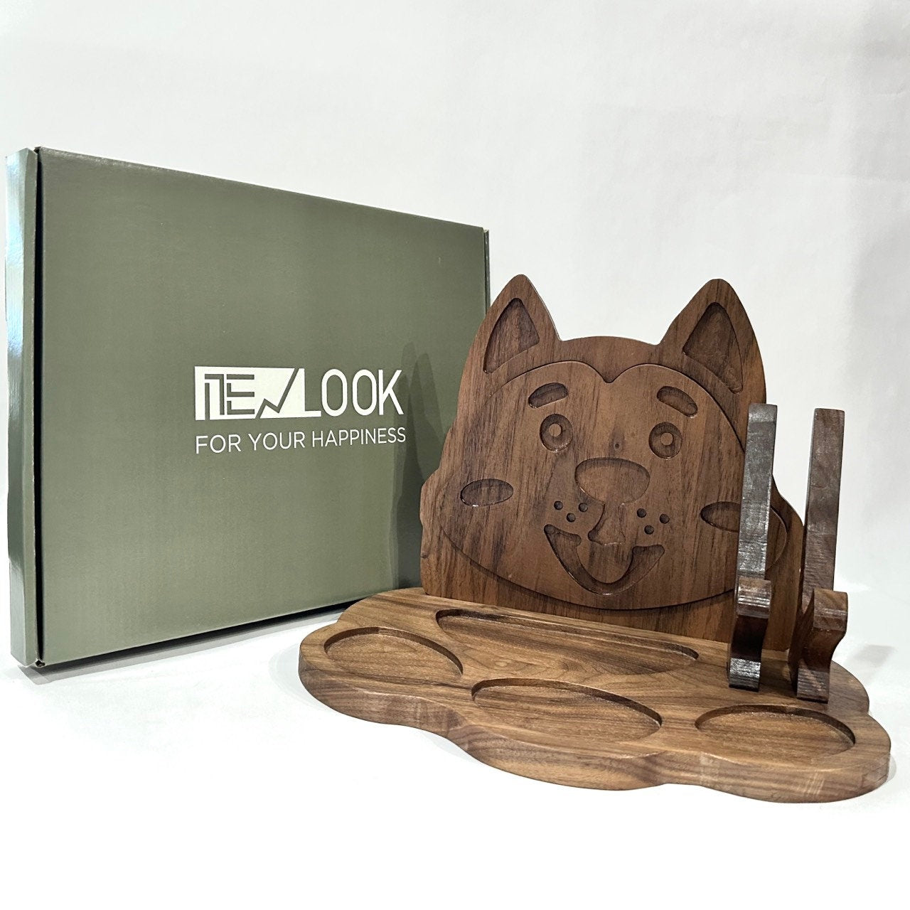 New Look Art Dog Phone Holder Organizer Docking Station Custom Nightstand Dock Caddy Zodiac Animals Charging Station Accessories Stand