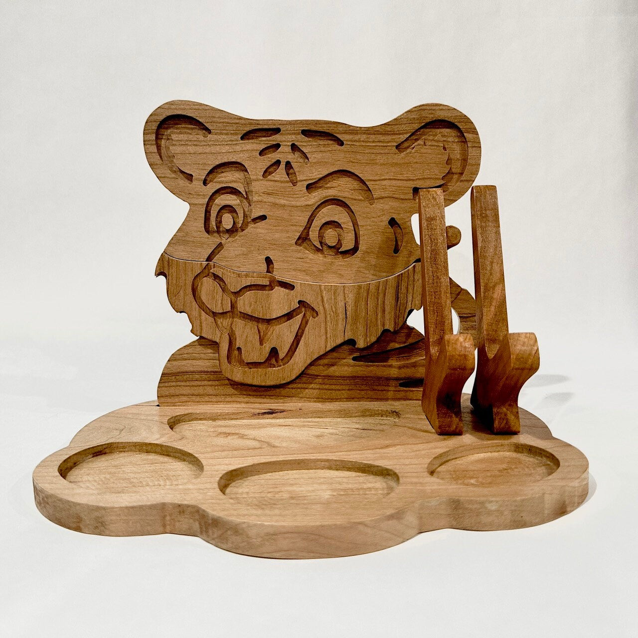New Look Art Tiger Phone Holder Organizer Docking Station Custom Nightstand Dock Caddy Zodiac Animals Charging Station Accessories Stand