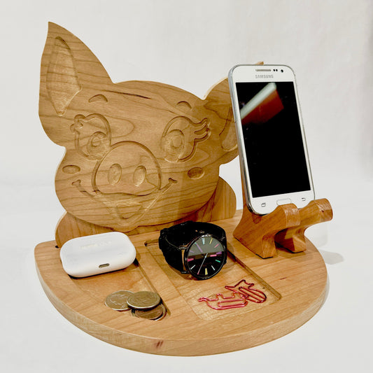 New Look Art Pig Phone Holder Organizer Docking Station Custom Nightstand Dock Caddy Zodiac Animals Charging Station Accessories Stand