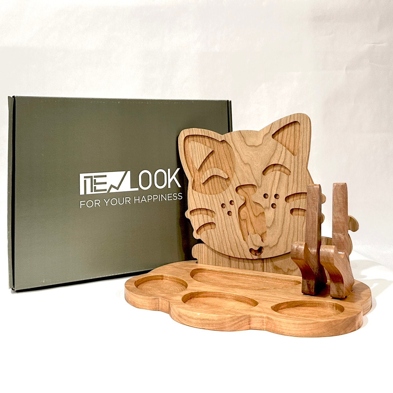 New Look Art Cat Phone Holder Organizer Docking Station Custom Nightstand Dock Caddy Zodiac Animals Charging Station Accessories Stand