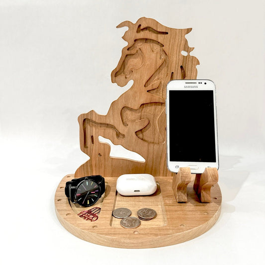 New Look Art Horse Phone Holder Organizer Docking Station Custom Nightstand Dock Caddy Zodiac Animals Charging Station Accessories Stand