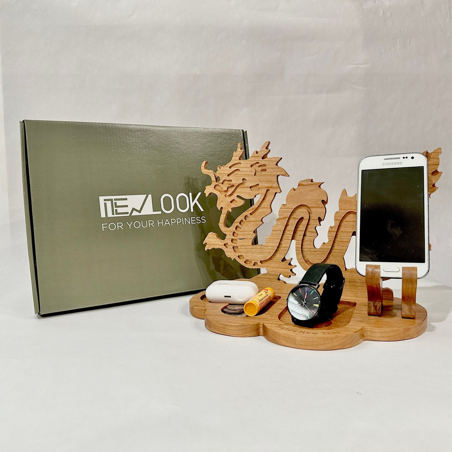 New Look Art Dragon Phone Holder Organizer Docking Station Custom Nightstand Dock Caddy Zodiac Animals Charging Station Accessories Stand