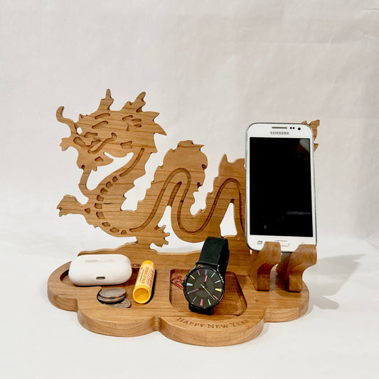 New Look Art Dragon Phone Holder Organizer Docking Station Custom Nightstand Dock Caddy Zodiac Animals Charging Station Accessories Stand