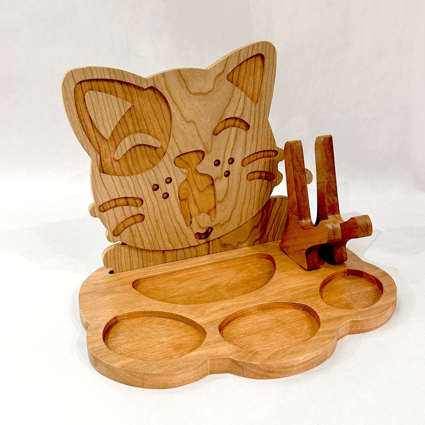 New Look Art Cat Phone Holder Organizer Docking Station Custom Nightstand Dock Caddy Zodiac Animals Charging Station Accessories Stand
