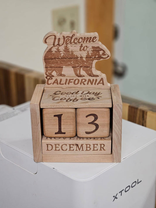 Wooden Block Calendar California Bear