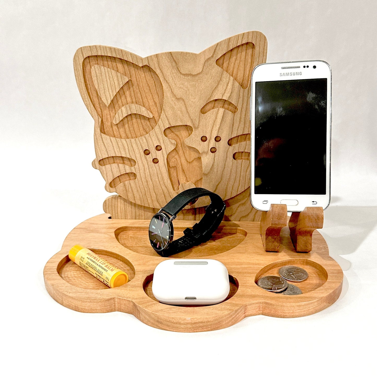 New Look Art Cat Phone Holder Organizer Docking Station Custom Nightstand Dock Caddy Zodiac Animals Charging Station Accessories Stand